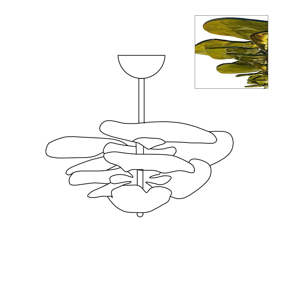 Lotus Moderner Kronleuchter aus Glas mit blättriger Schichtung
