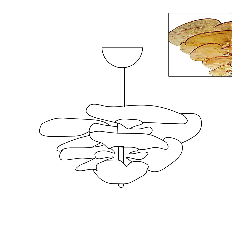 Lotus Moderner Kronleuchter aus Glas mit blättriger Schichtung