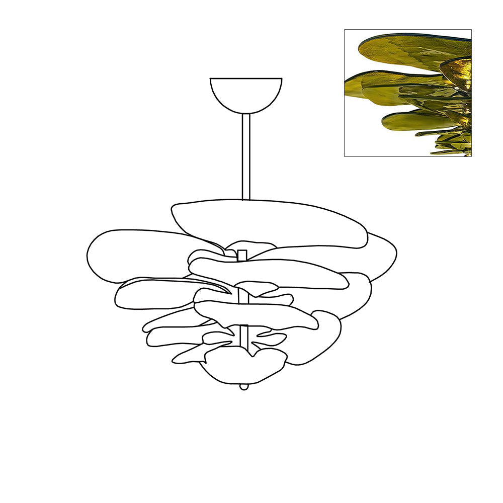 Lotus Moderner Kronleuchter aus Glas mit blättriger Schichtung