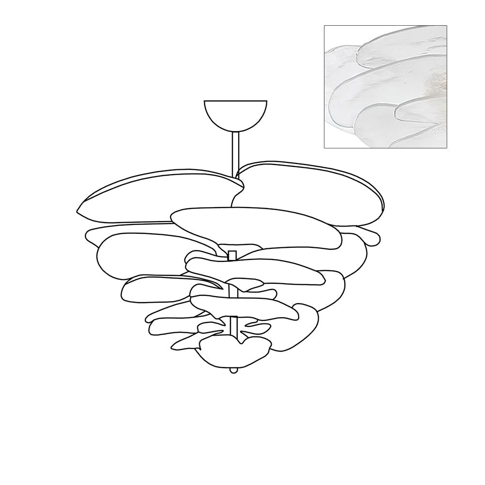 Lotus Moderner Kronleuchter aus Glas mit blättriger Schichtung