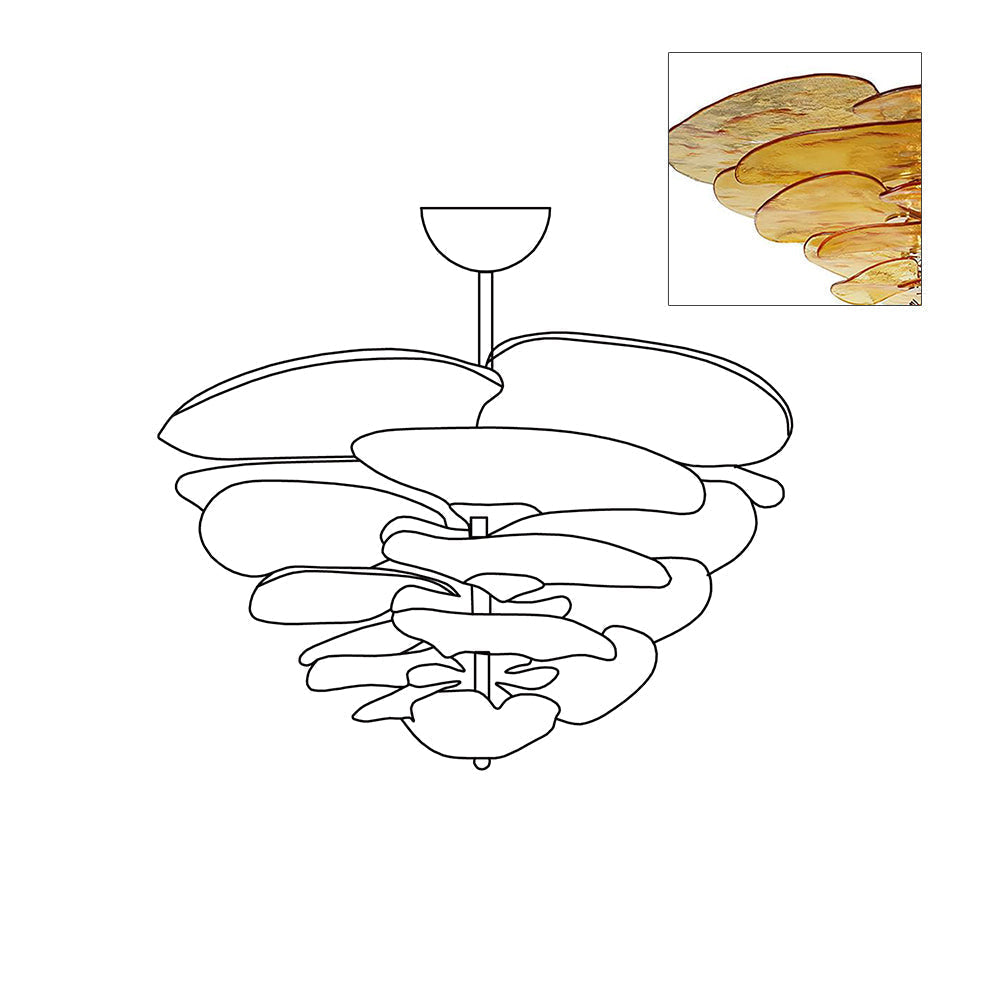 Lotus Moderner Kronleuchter aus Glas mit blättriger Schichtung