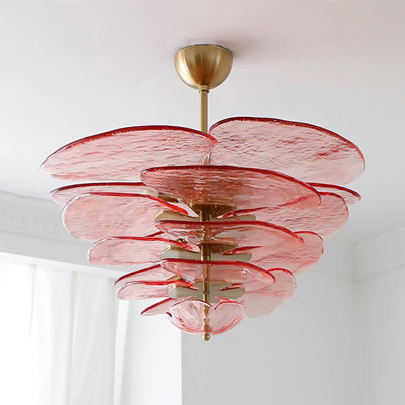 Lotus Moderner Kronleuchter aus Glas mit blättriger Schichtung