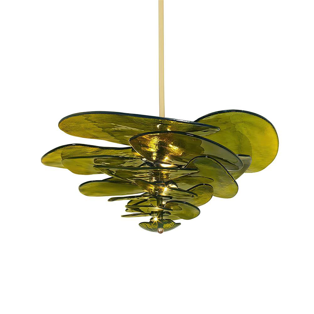 Lotus Moderner Kronleuchter aus Glas mit blättriger Schichtung