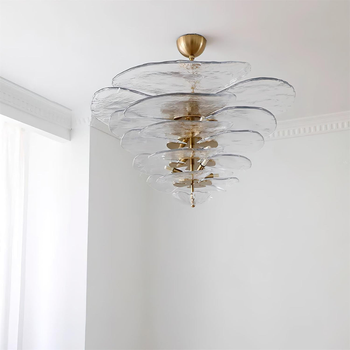 Lotus Moderner Kronleuchter aus Glas mit blättriger Schichtung