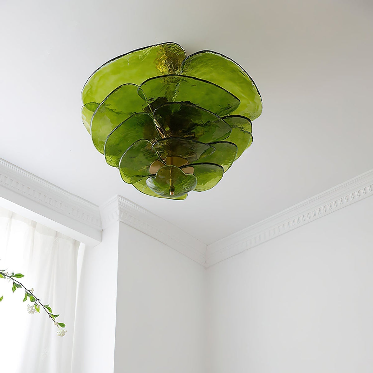 Lotus Moderner Kronleuchter aus Glas mit blättriger Schichtung