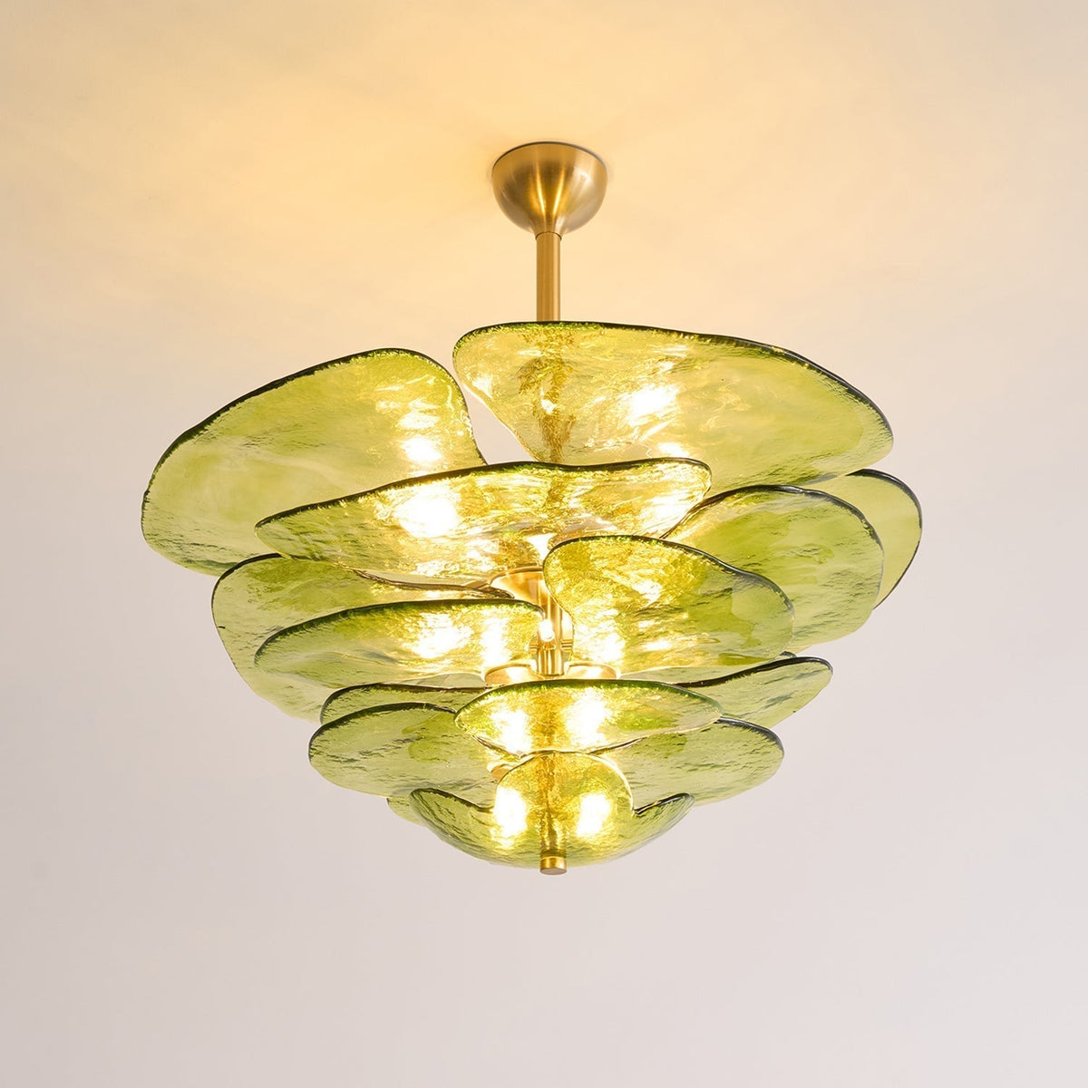 Lotus Moderner Kronleuchter aus Glas mit blättriger Schichtung