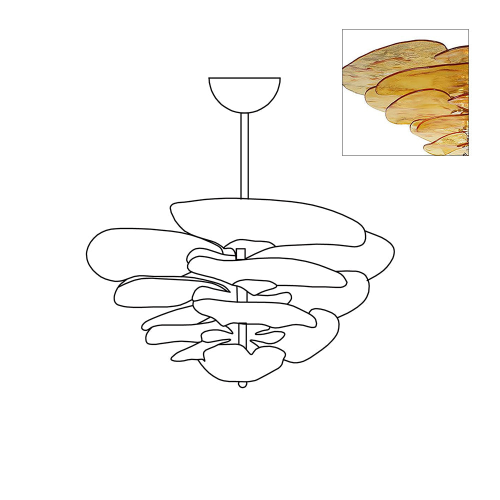 Crivs Kronleuchter Gold Murano-Glas-Blüten-Lagen Luxus