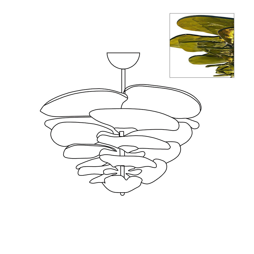 Crivs Kronleuchter Gold Murano-Glas-Blüten-Lagen Luxus