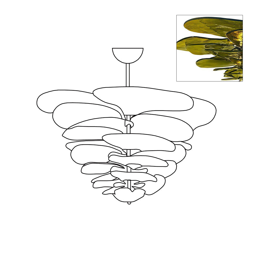 Crivs Kronleuchter Gold Murano-Glas-Blüten-Lagen Luxus