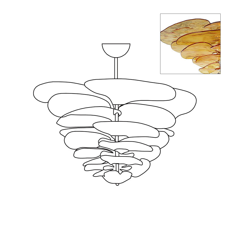 Crivs Kronleuchter Gold Murano-Glas-Blüten-Lagen Luxus