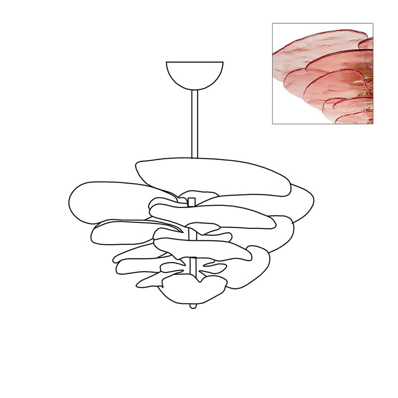 Lotus Moderner Kronleuchter aus Glas mit blättriger Schichtung