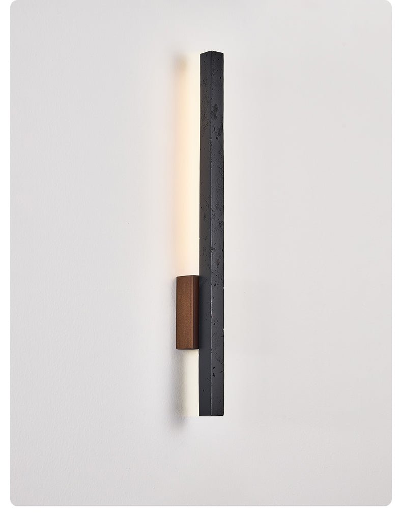 Juna Slim Schwarzer Travertin Linear Wandleuchte