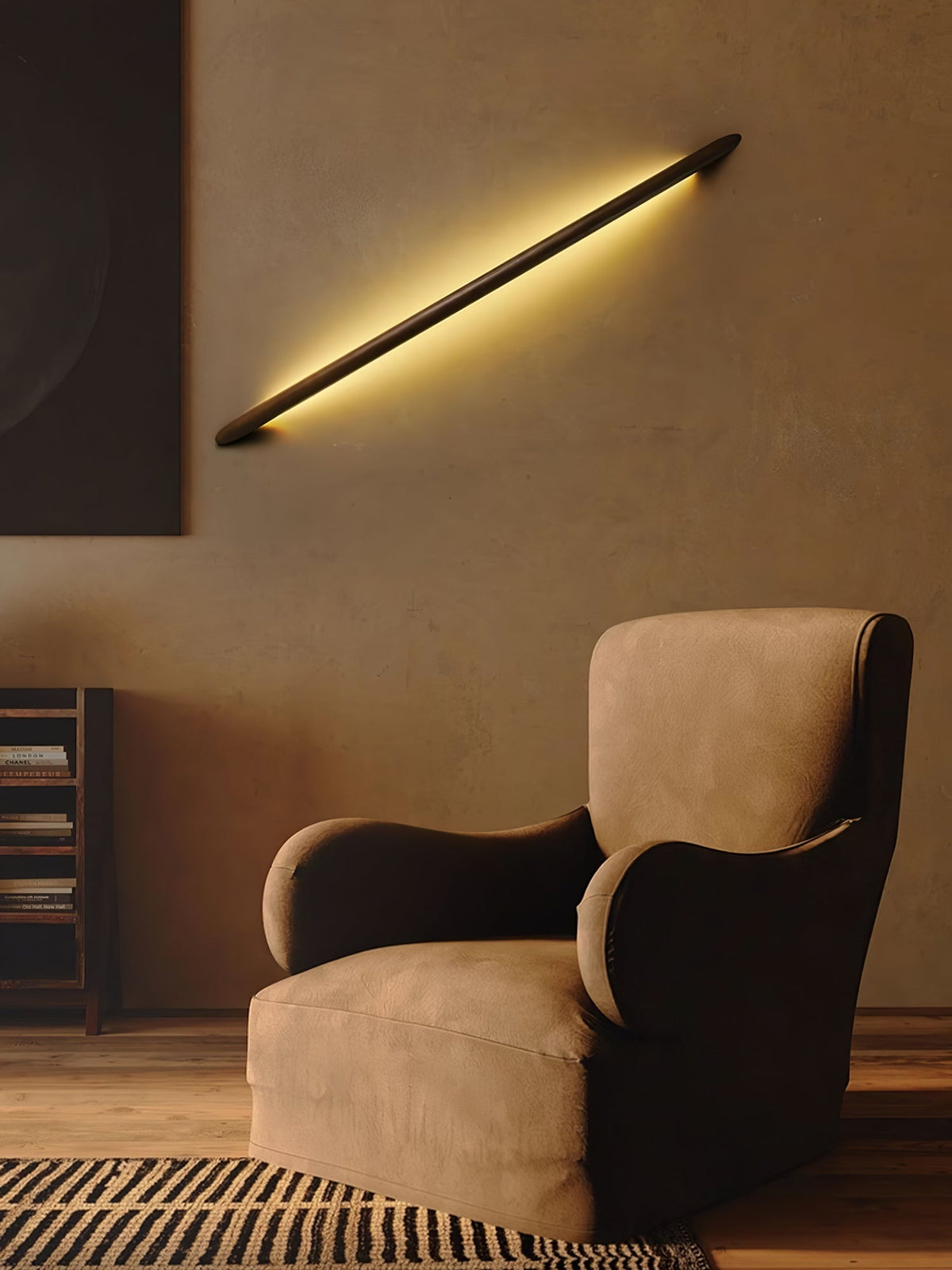 Evvinos zeitgenössische minimalistische lineare Holz-Wandleuchte