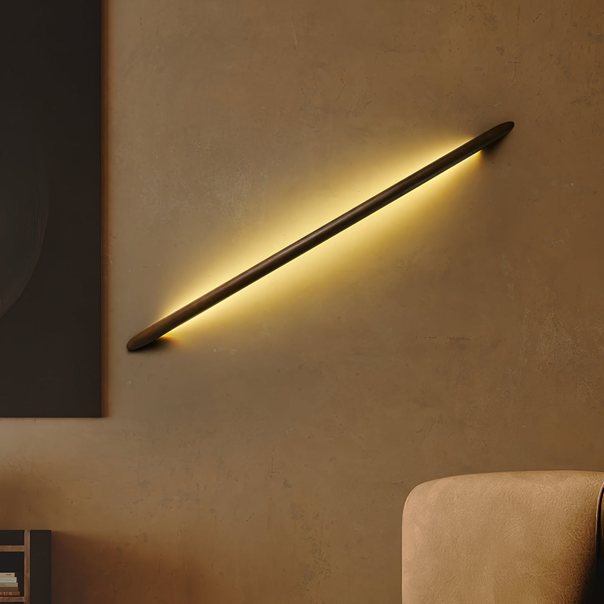 Evvinos zeitgenössische minimalistische lineare Holz-Wandleuchte