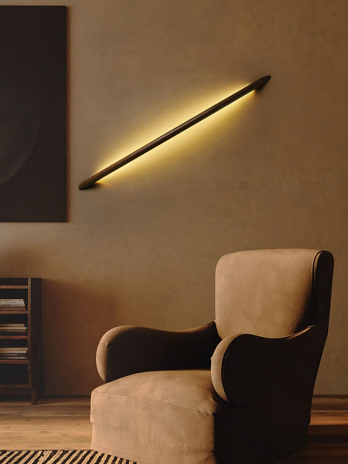 Evvinos zeitgenössische minimalistische lineare Holz-Wandleuchte
