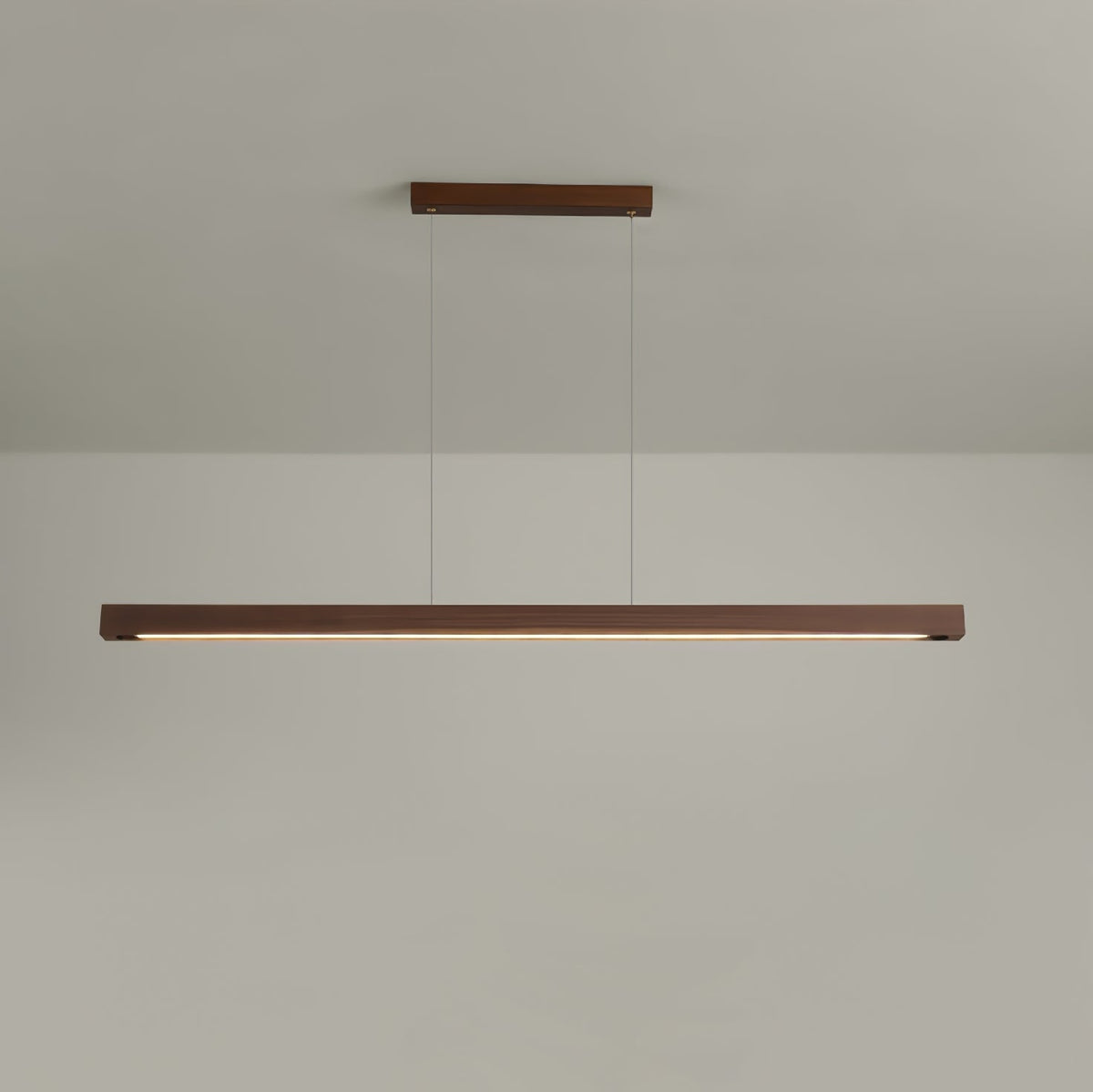 Rinalina lineare minimalistische Pendelleuchte aus Holz in Holz