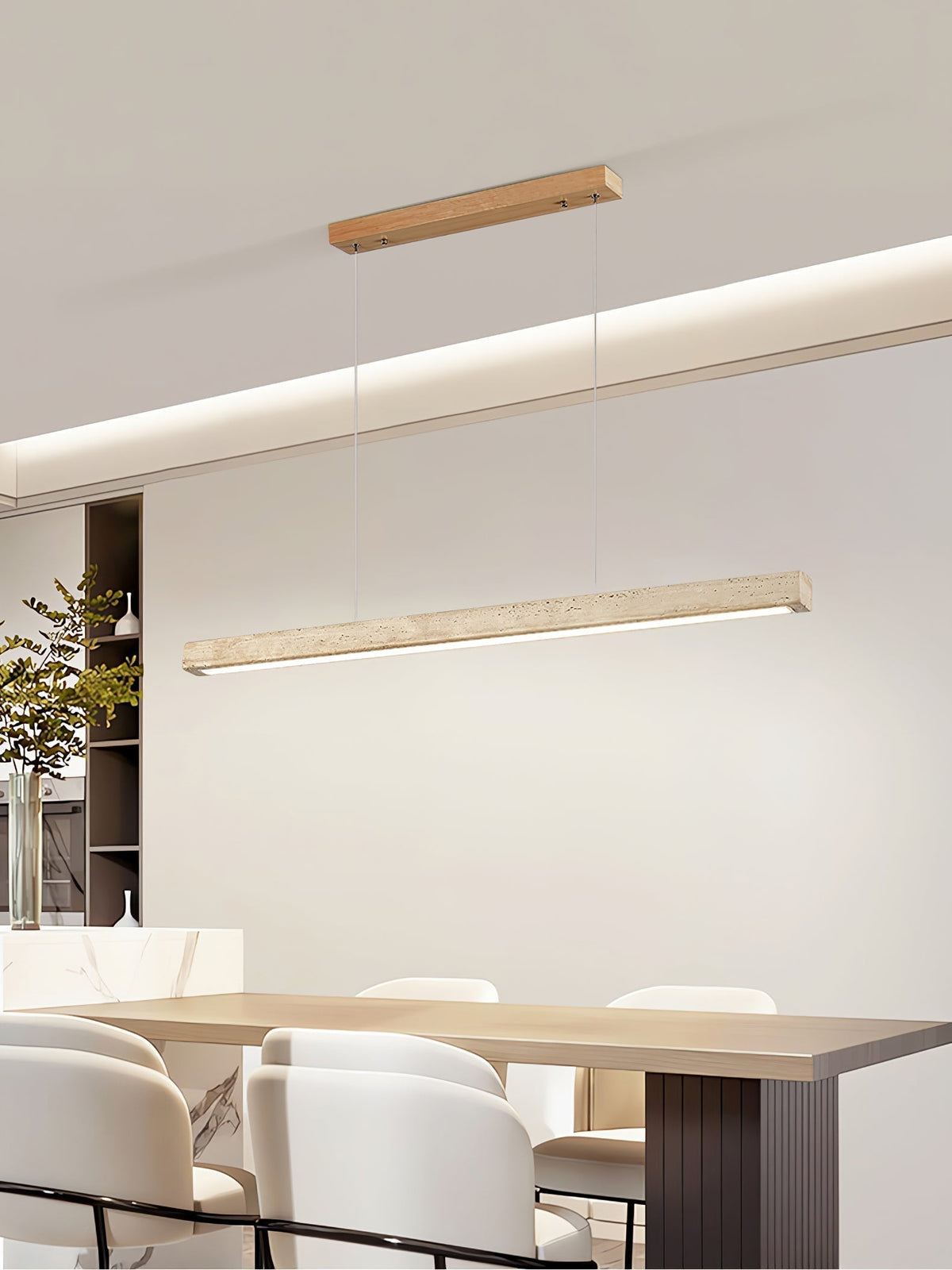 Lyven Minimalistische Travertin-Pendelleuchte linear