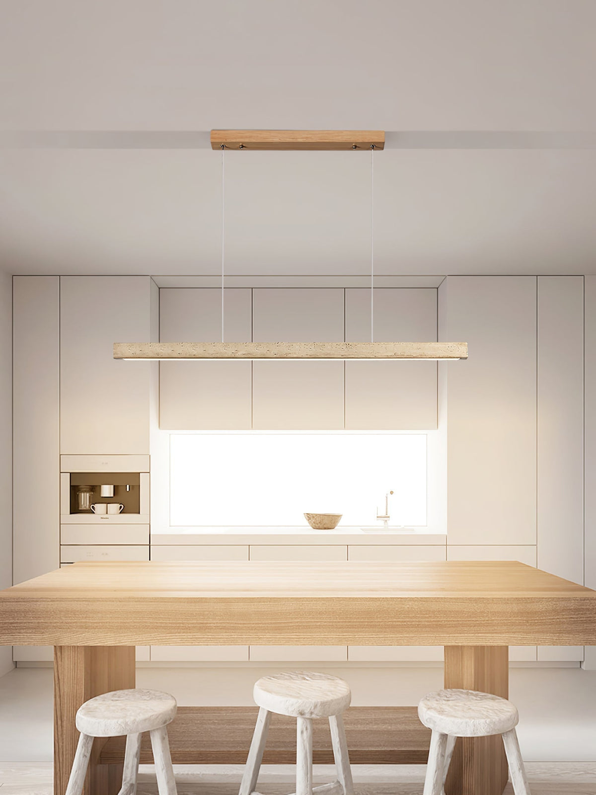 Lyven Minimalistische Travertin-Pendelleuchte linear