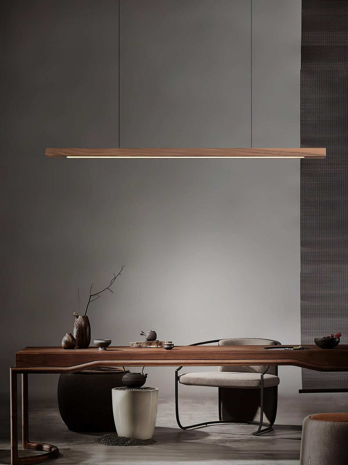 Aro lineare Pendelleuchte aus Holz