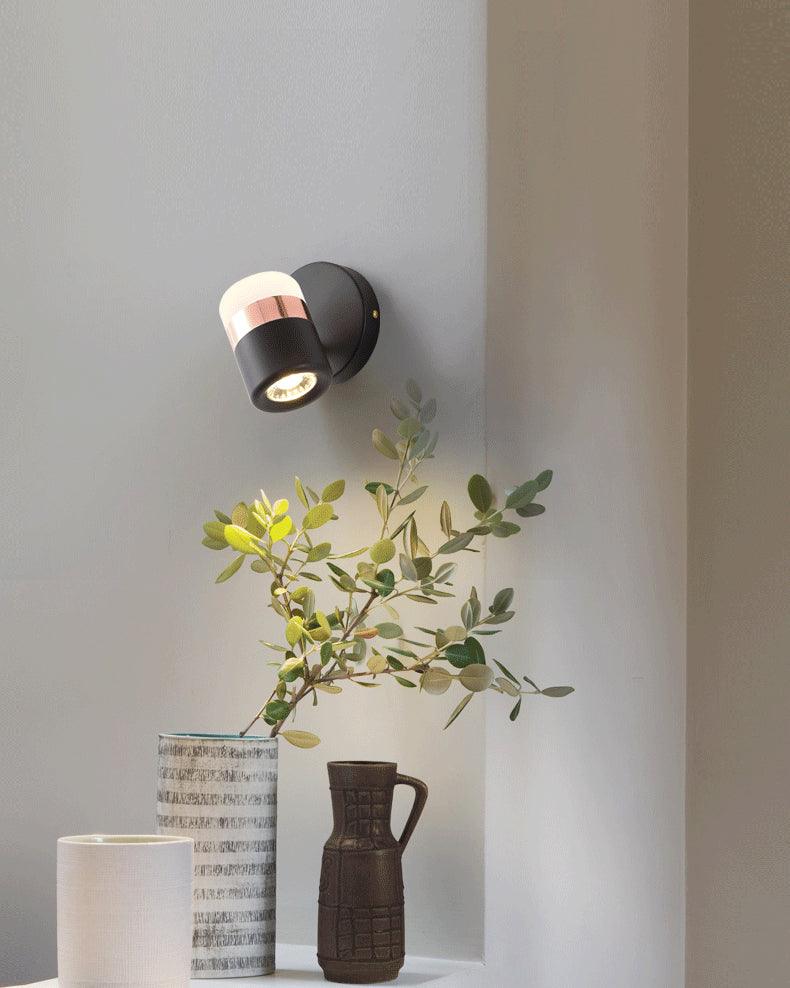 Liorinora Wandleuchte aus Schwarzem Glas mit verstellbarem Lampenschirm