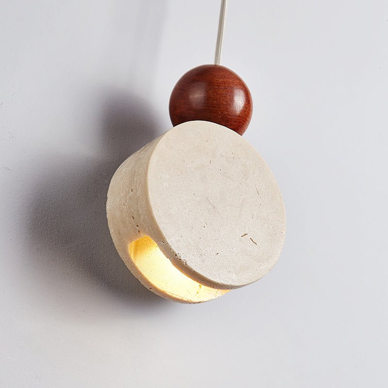 Opal Pendelleuchte aus gelbem Travertin