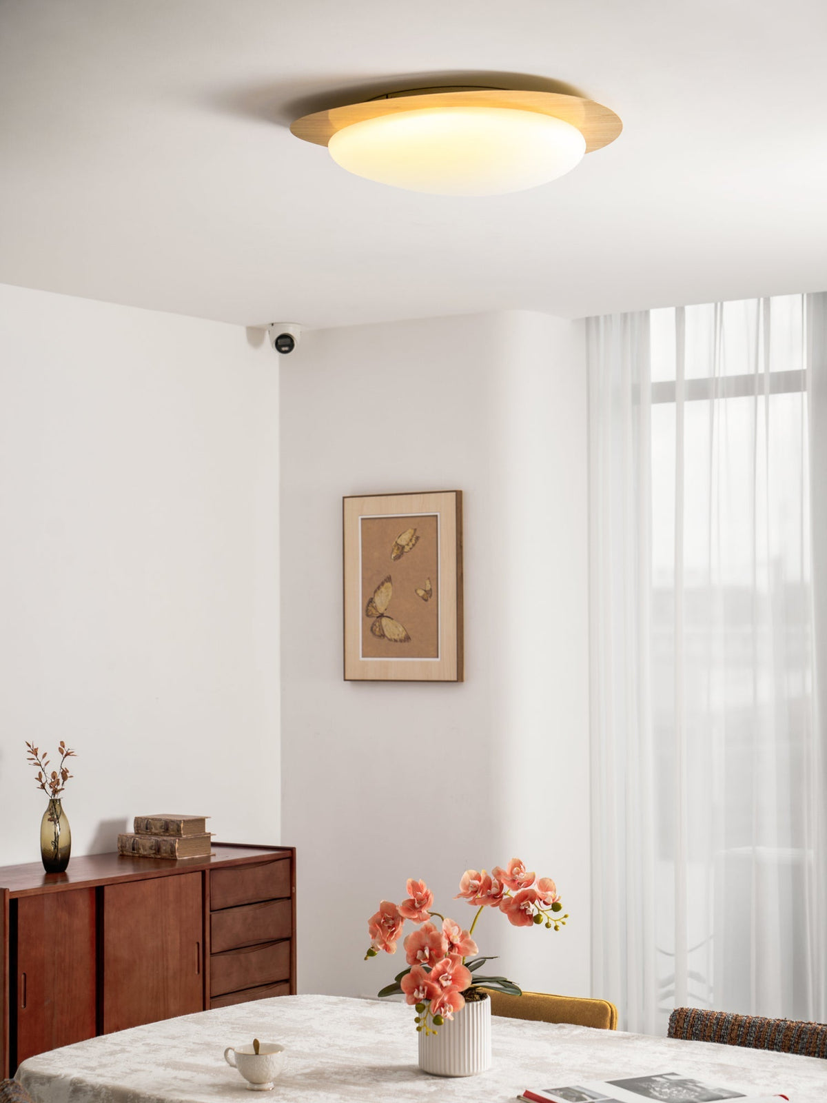 Sylenia Deckenleuchte Pebble Walnuss Holzmasse Acryl LED