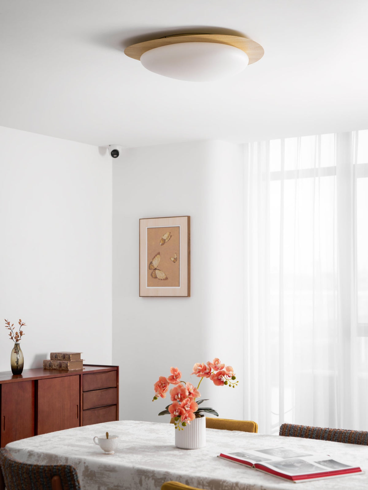 Sylenia Deckenleuchte Pebble Walnuss Holzmasse Acryl LED
