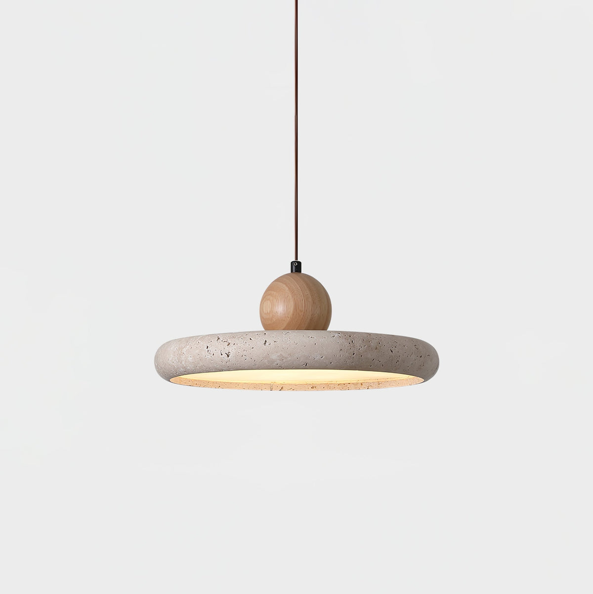 Opalyn Travertin-Holz-Pendelleuchte