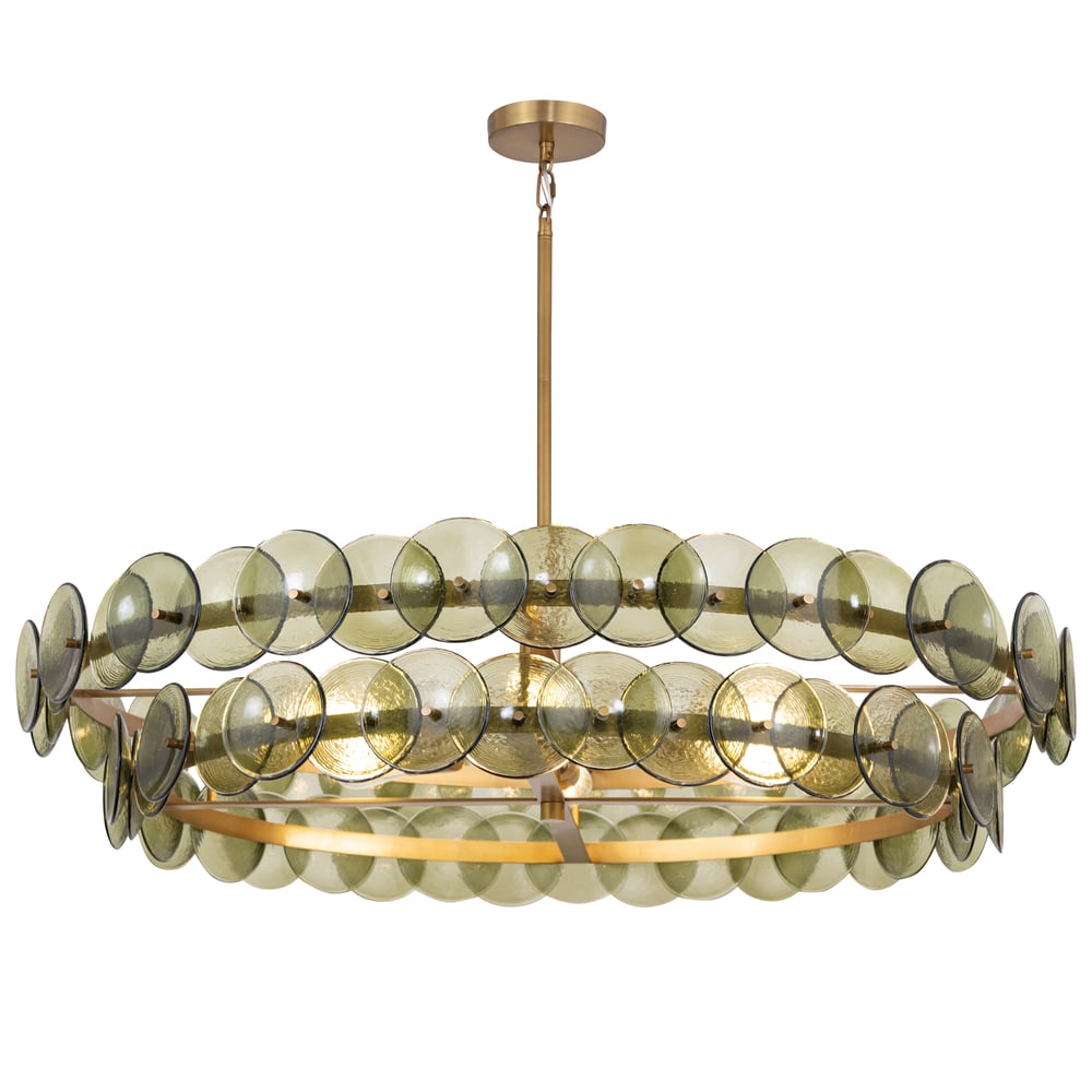 Celalora Kronleuchter Kronleuchte Bernsteinfarben Pressed Glas Disc Round