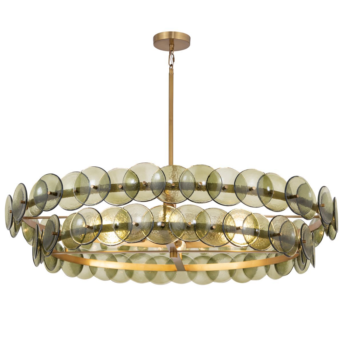 Celalora Kronleuchter Kronleuchte Bernsteinfarben Pressed Glas Disc Round
