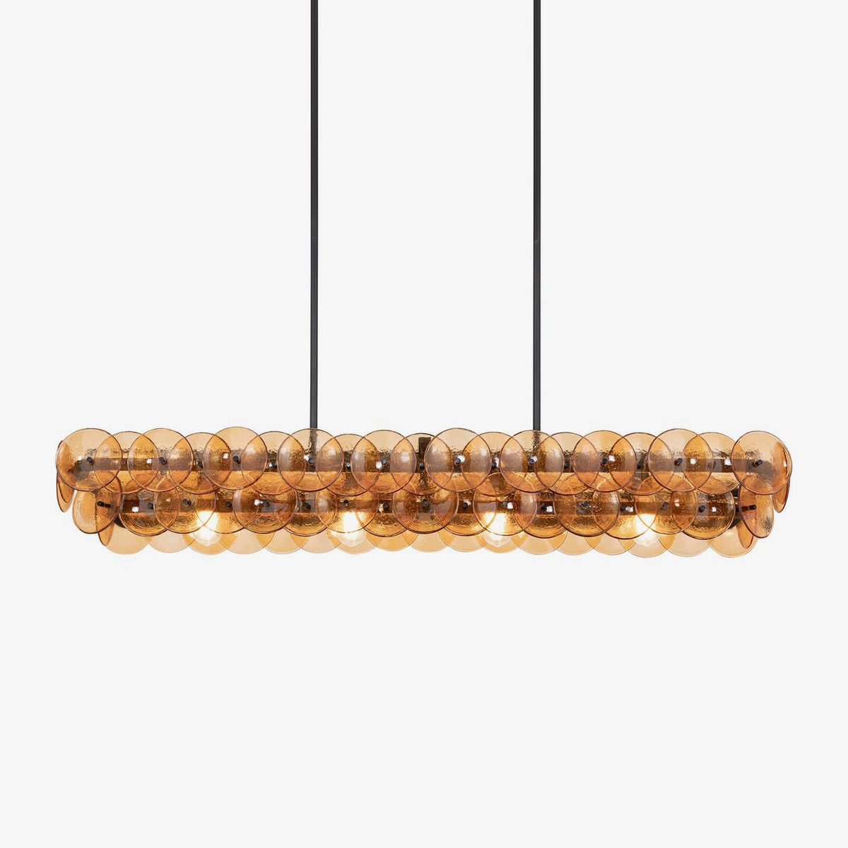 Veleniel Kronleuchter Kronleuchte aus Bernsteinfarben-Druckglas in Kieselsteinform linear modern