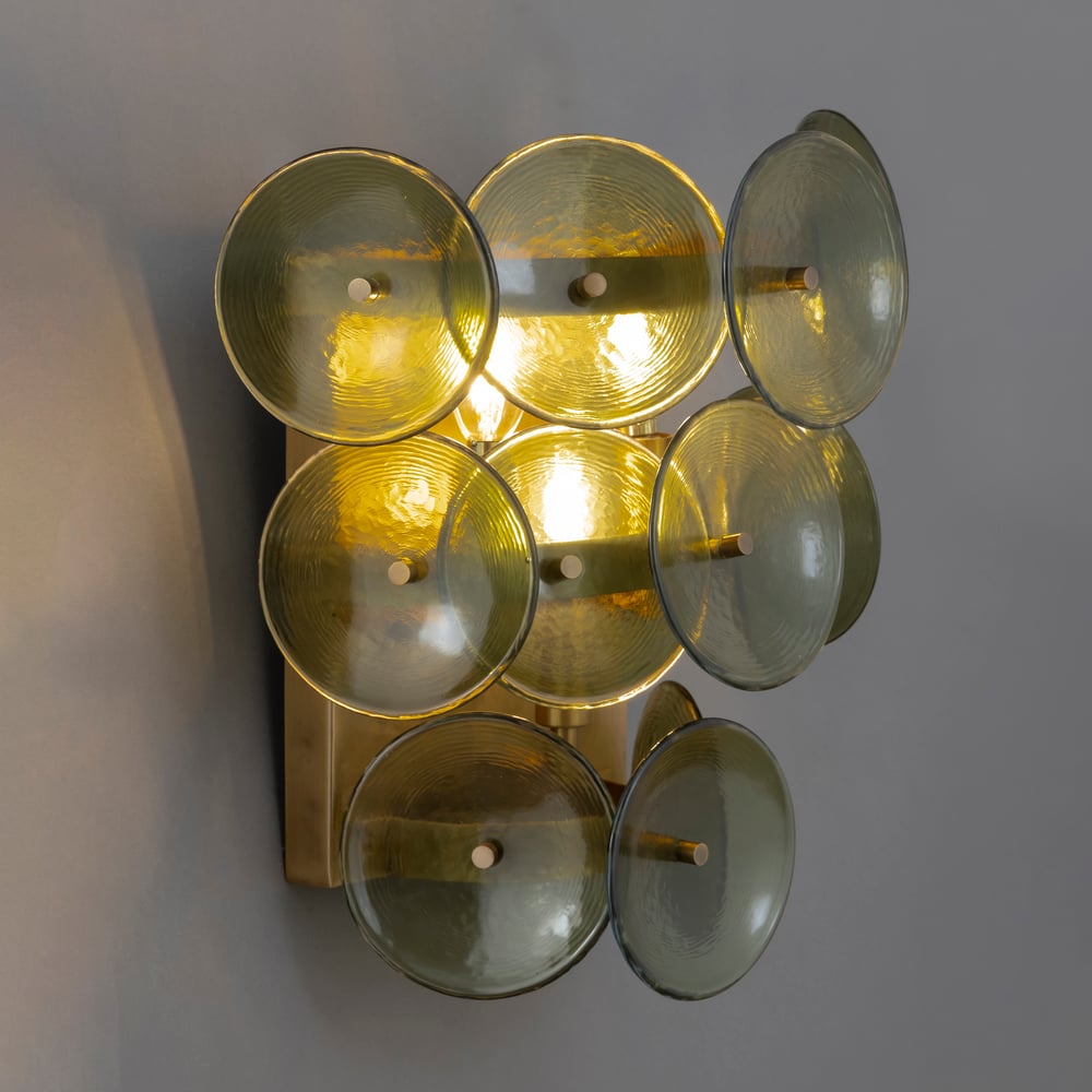 Taroe Wandleuchte aus geblasenem Bernstein-Glas im Vintage-Stil