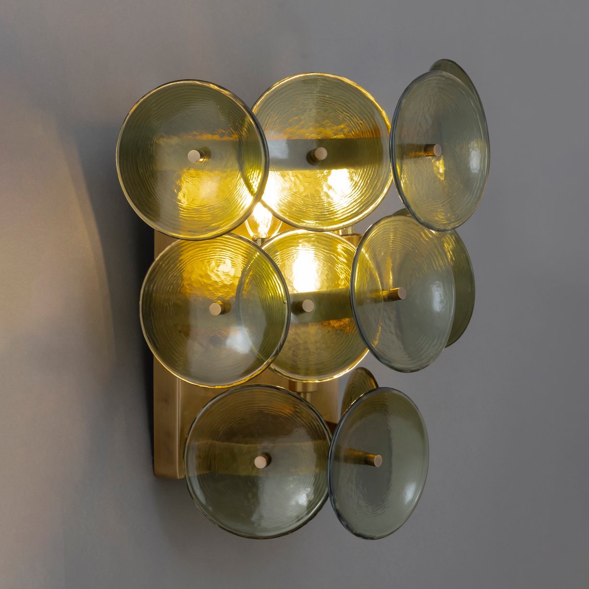 Taroe Wandleuchte aus geblasenem Bernstein-Glas im Vintage-Stil