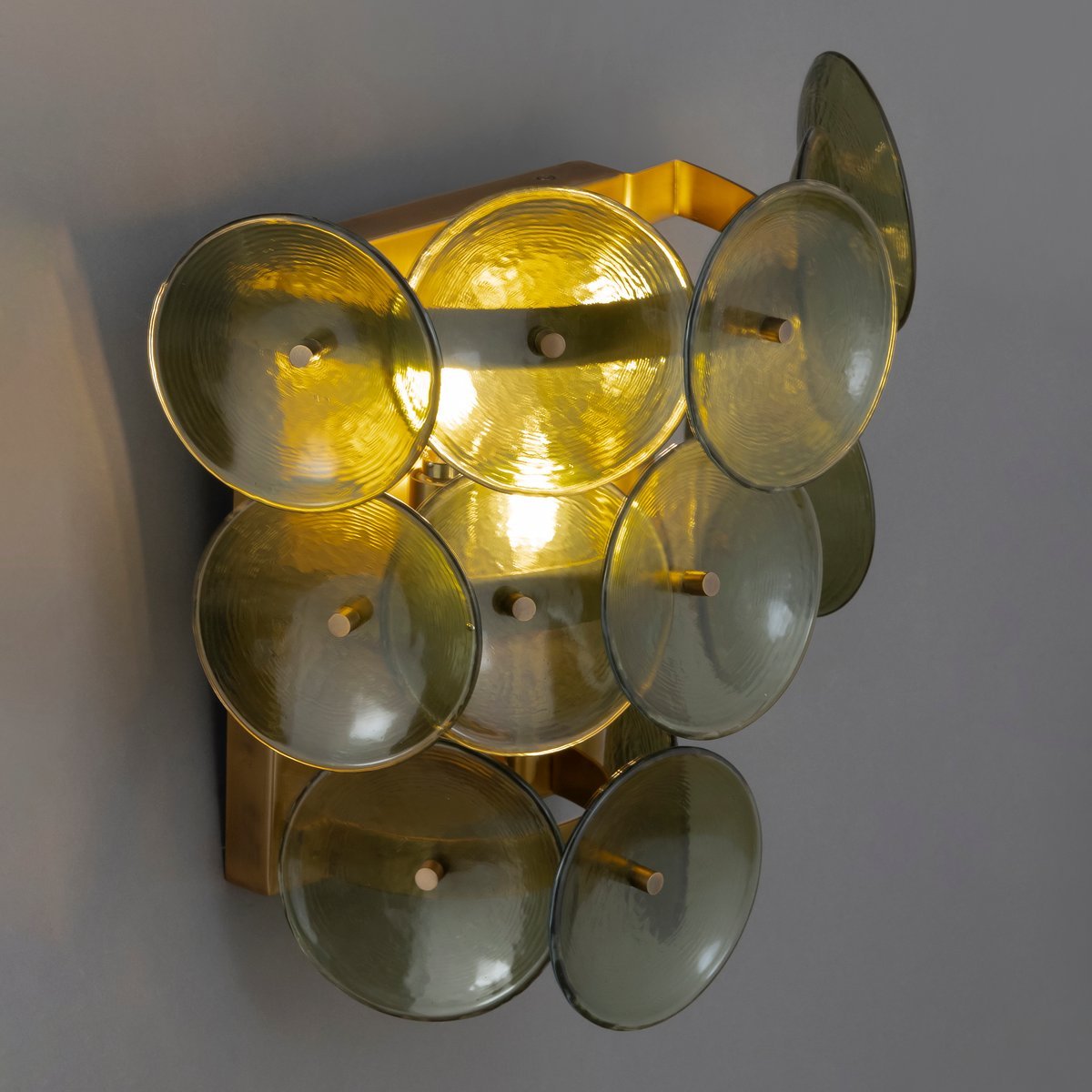 Taroe Wandleuchte aus geblasenem Bernstein-Glas im Vintage-Stil