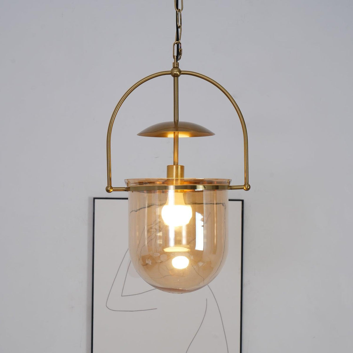 Velanaya Pendelleuchte aus Glas und Messing im Vintage-Stil fürs Wohnzimmer