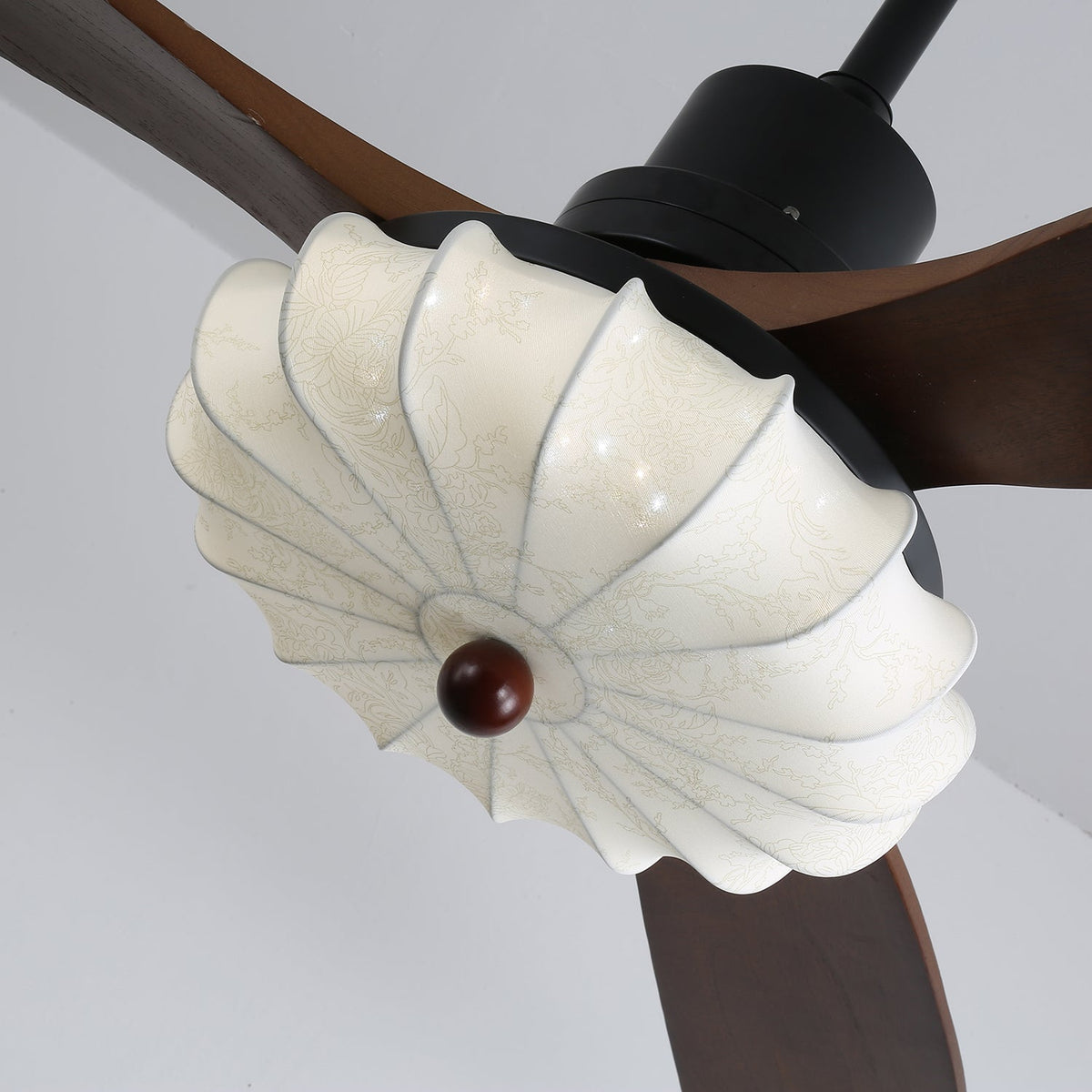 Ventra Vintage-Glas-Holz-Deckenventilator mit Beleuchtung