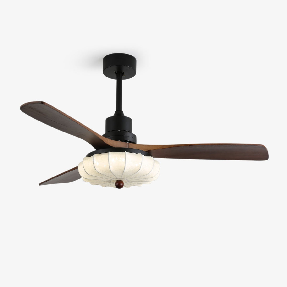 Ventra Vintage-Glas-Holz-Deckenventilator mit Beleuchtung