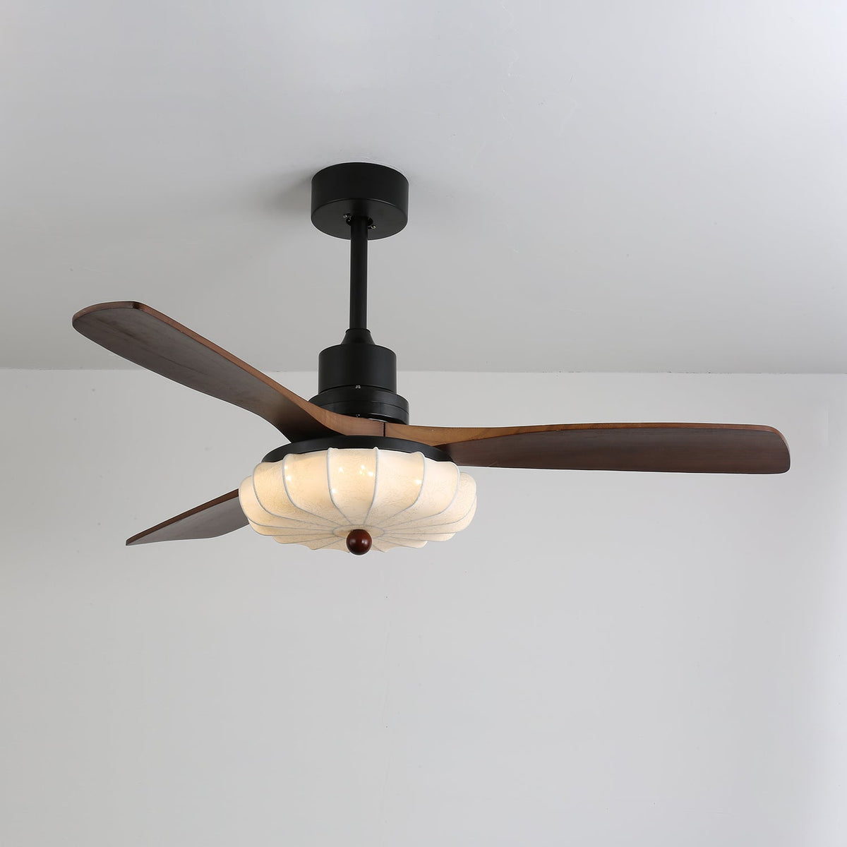 Ventra Vintage-Glas-Holz-Deckenventilator mit Beleuchtung