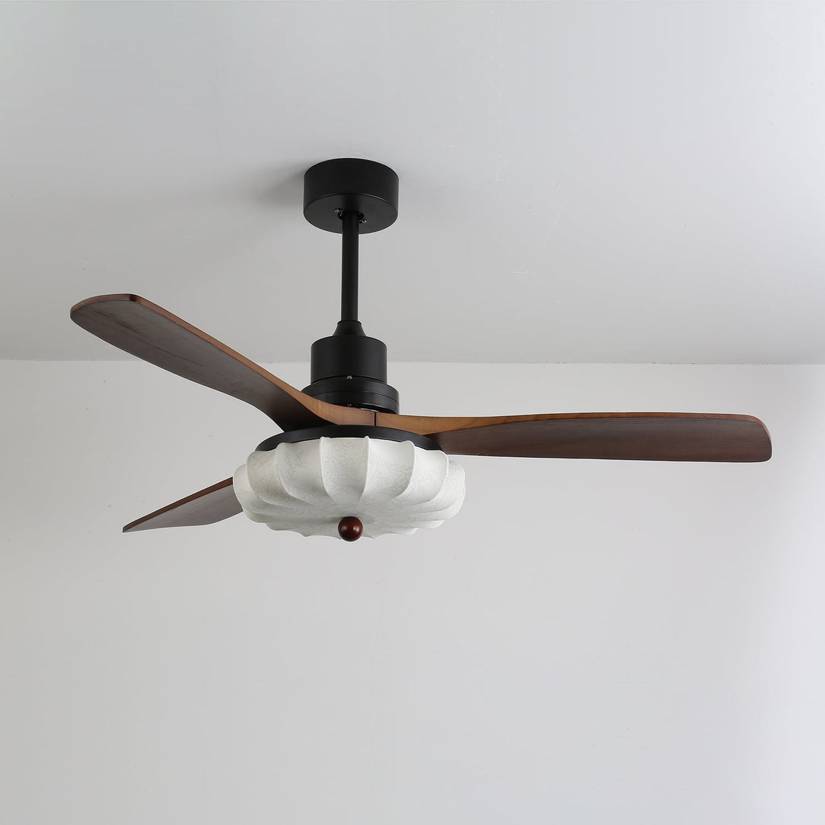 Ventra Vintage-Glas-Holz-Deckenventilator mit Beleuchtung