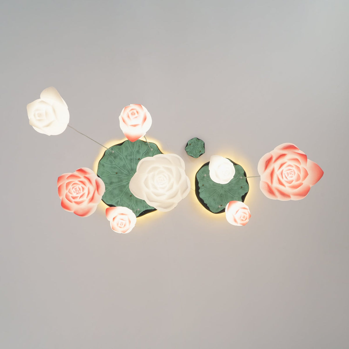 Rivinira Kronleuchter Lotus Floral Pendelleuchte Pink Weiß 7-Light