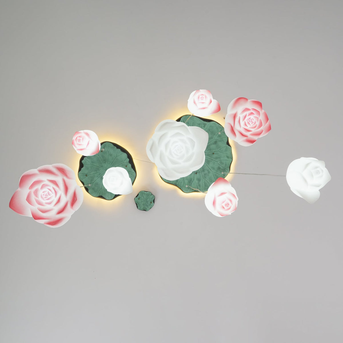 Rivinira Kronleuchter Lotus Floral Pendelleuchte Pink Weiß 7-Light