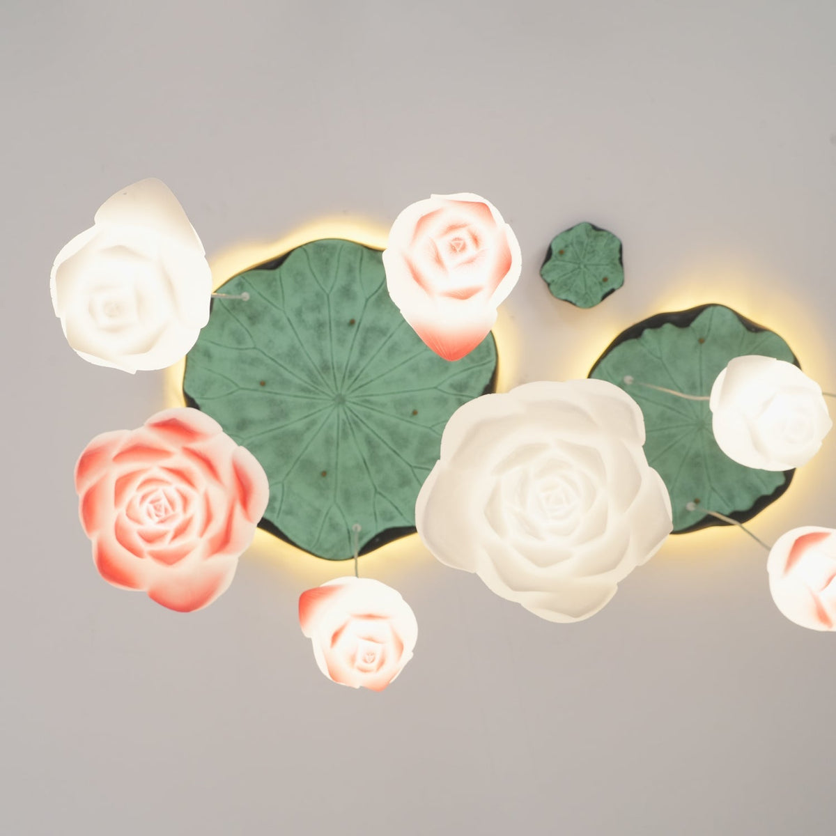 Rivinira Kronleuchter Lotus Floral Pendelleuchte Pink Weiß 7-Light