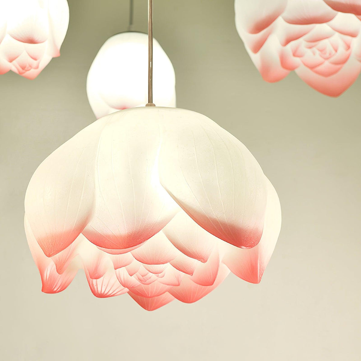Rivinira Kronleuchter Lotus Floral Pendelleuchte Pink Weiß 7-Light