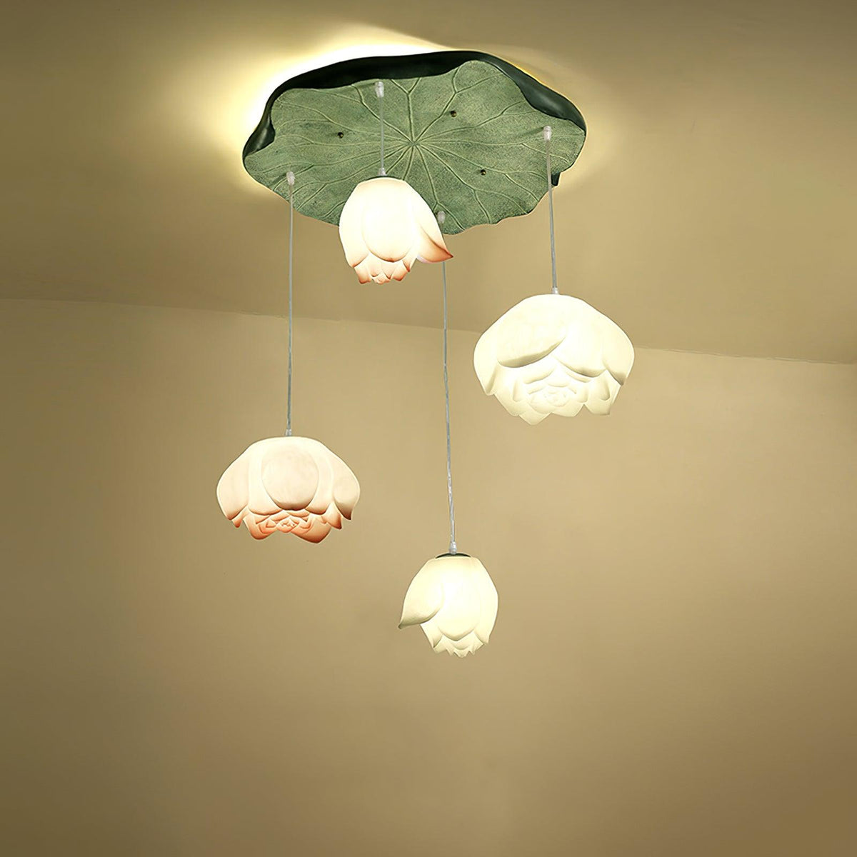 Rivinira Kronleuchter Lotus Floral Pendelleuchte Pink Weiß 7-Light