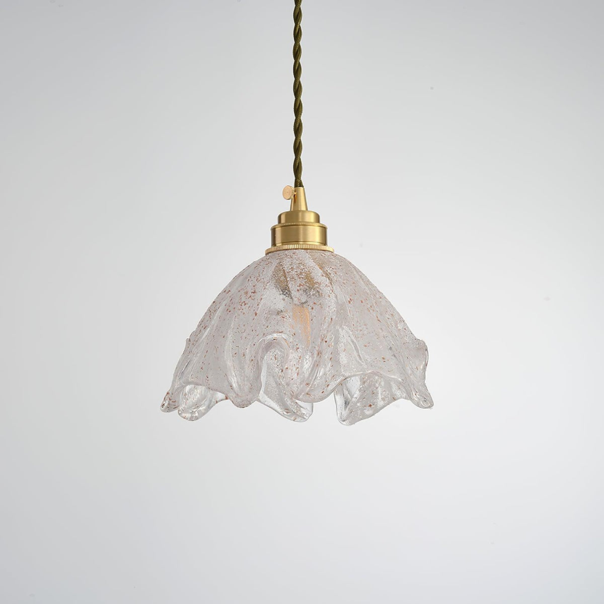Deveny Pendelleuchte aus Messing mit welligem Glas im Lotus-Stil Vintage