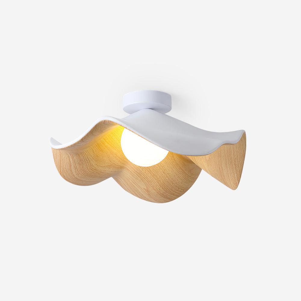 Belenor Deckenleuchte Lotus Leaf mit Holz- und Weiß-Oberfläche