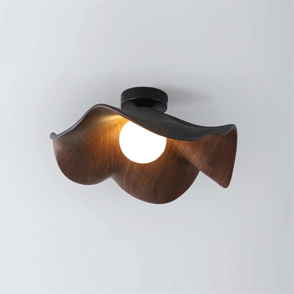 Belenor Deckenleuchte Lotus Leaf mit Holz- und Weiß-Oberfläche