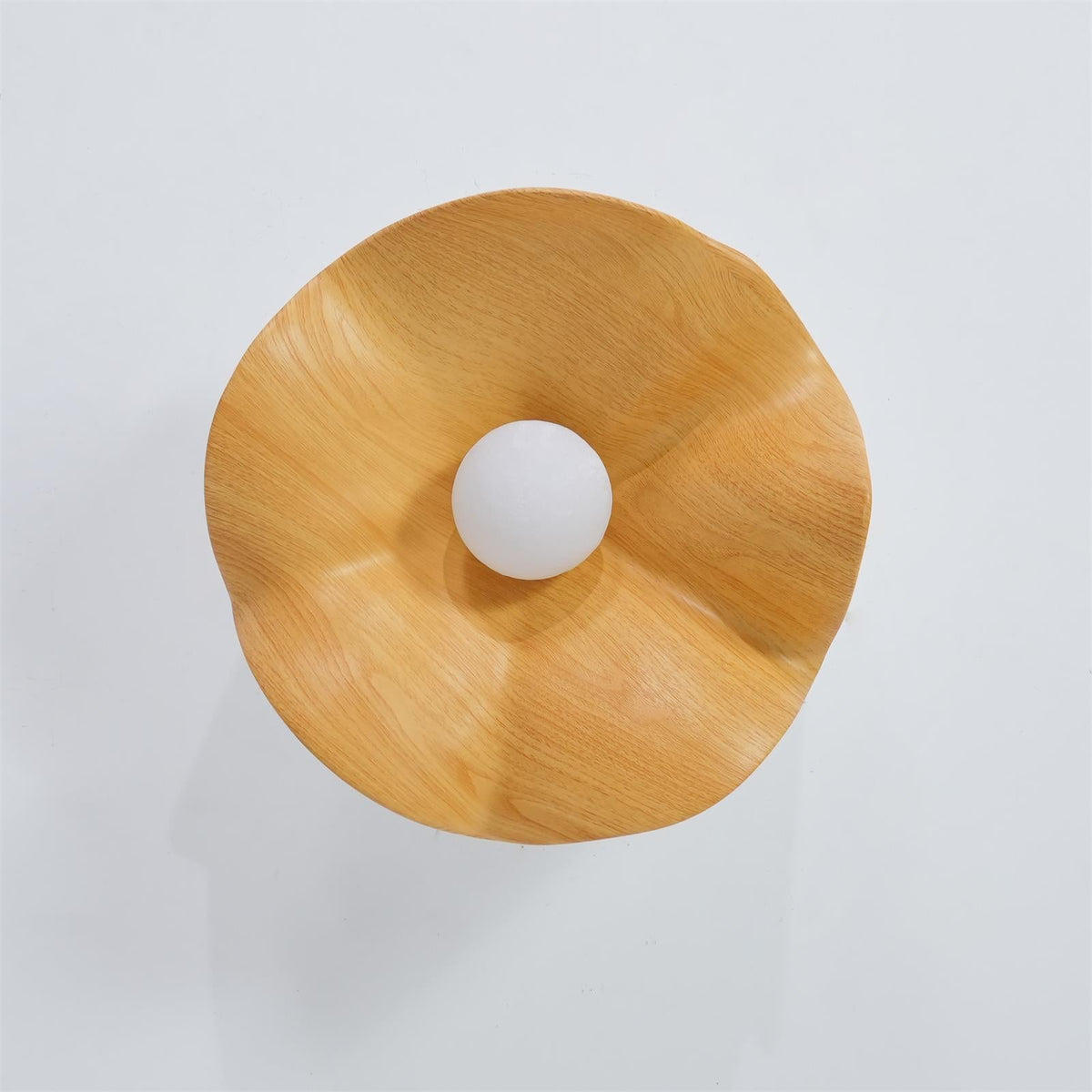 Belenor Deckenleuchte Lotus Leaf mit Holz- und Weiß-Oberfläche