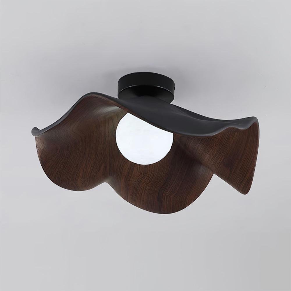 Belenor Deckenleuchte Lotus Leaf mit Holz- und Weiß-Oberfläche
