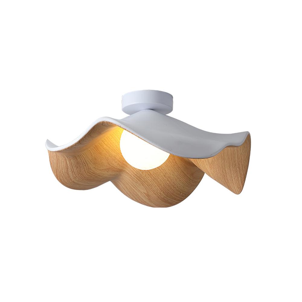 Belenor Deckenleuchte Lotus Leaf mit Holz- und Weiß-Oberfläche